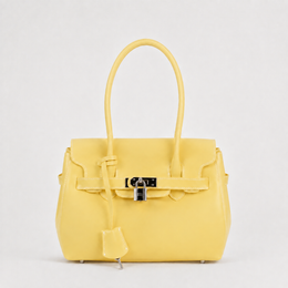 Yellow Sencieres mini jelly Firkin bag, glossy translucent TPU handbag — front view