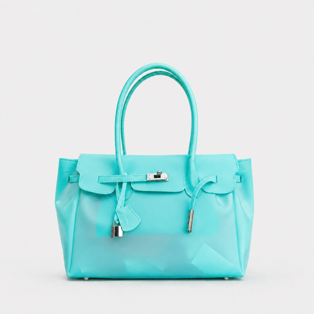 Aqua Sencieres large jelly Firkin bag, glossy translucent TPU handbag — front view