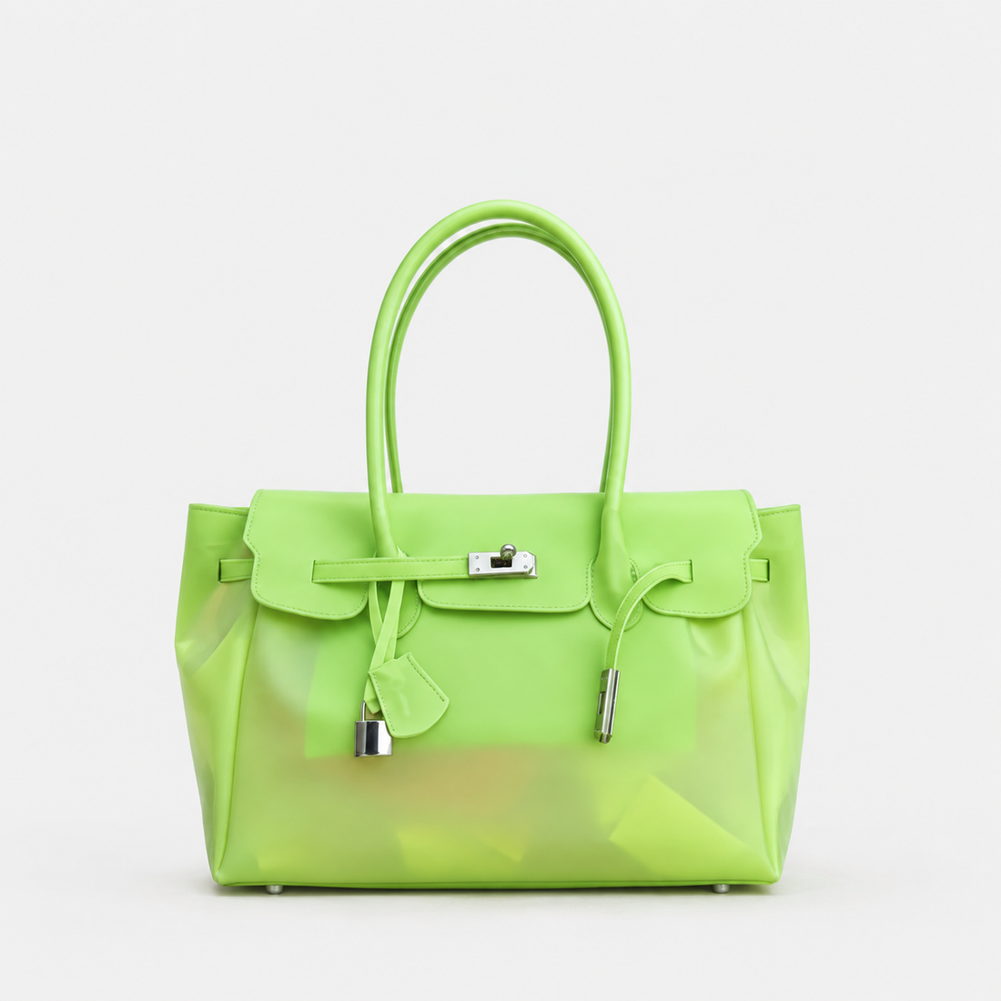 Apple Sencieres jelly Firkin bag, glossy translucent TPU handbag — front view