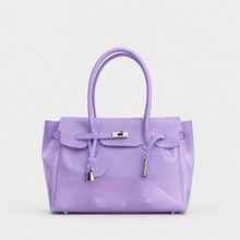 Purple Sencieres jelly Firkin bag, glossy translucent TPU handbag — front view
