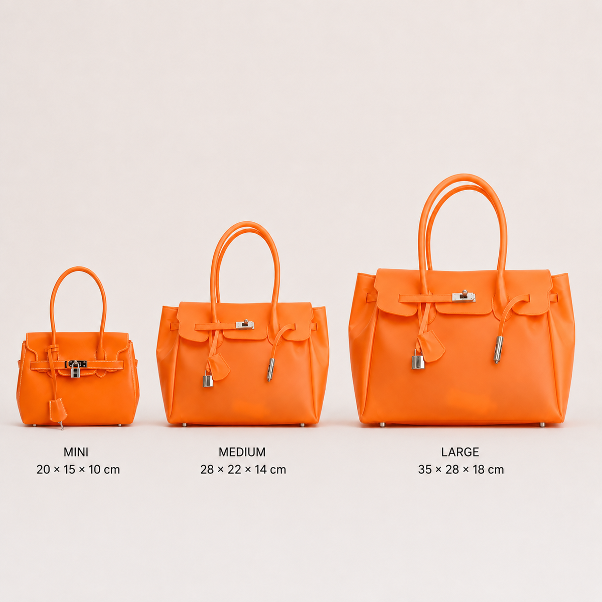 Orange Sencieres jelly Firkin bag, glossy translucent TPU handbag — held in hand