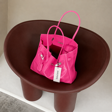 Hot Pink Sencieres jelly Firkin bag, glossy translucent TPU handbag — styled outfit look