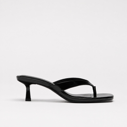 Black Sencieres jelly thong heels, transparent TPU sandals — front view